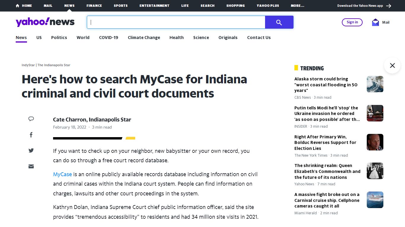 Here's how to search MyCase for Indiana criminal and civil court documents